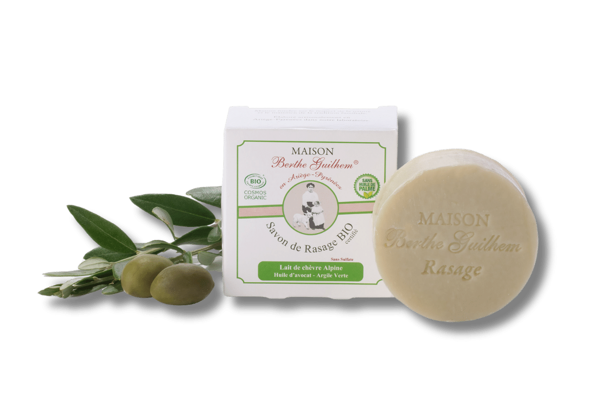 Savon de rasage au lait de chèvre certifié Bio et sans huile de palme