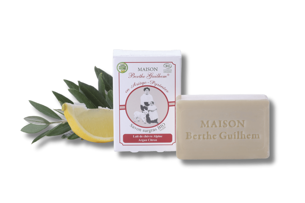 Savon lait de chèvre Argan Citron certifié Bio et sans huile de palme