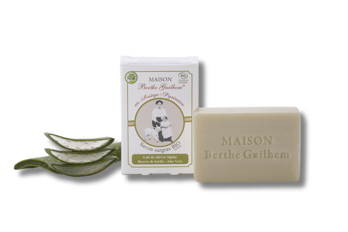 Savon lait de chèvre KArité Aloe Vera certifié bio et sans huile de palme