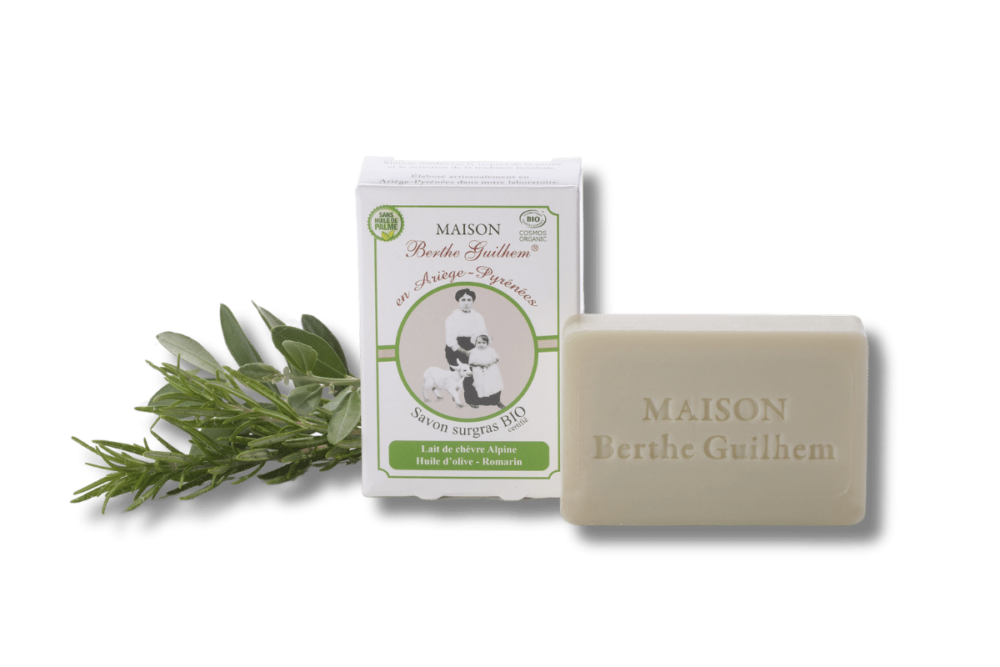 Savon lait de chèvre Olive romarin certifié bio fait en France