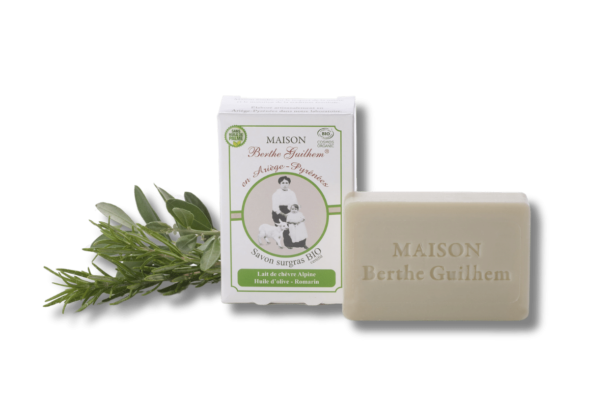 Savon lait de chèvre Olive romarin certifié bio fait en France