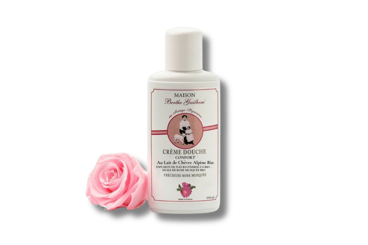 Crème douche au lait de chèvre alpine bio Infusion de fleurs d’hibiscus bio Huile de Rose Musquée bio - Confort - 250 ml