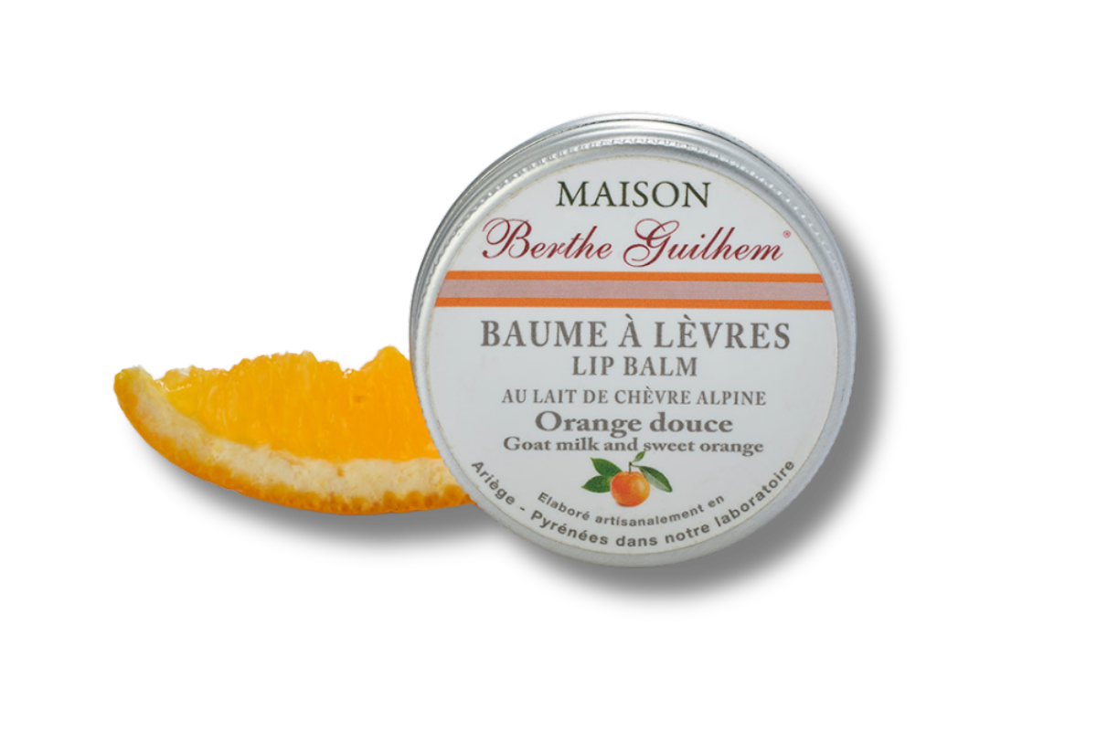 Baume à lèvres au lait de chèvre alpine et à l'orange douce